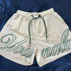 YoungLA Mesh Shorts with Green Script